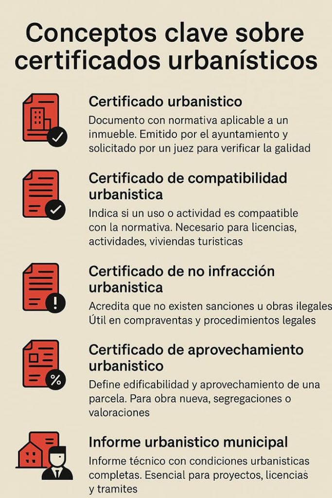 Tipos de certificados urbanísticos Tipos de certificados urbanísticos