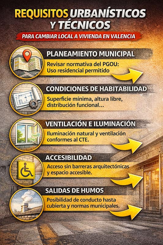 Requisitos urbanísticos y técnicos convertir local a vivienda Valencia Requisitos urbanísticos y técnicos convertir local a vivienda Valencia