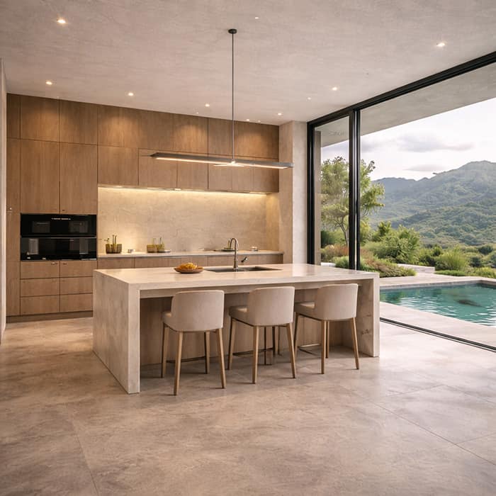 Cocina minimalista con vistas naturales Cocina minimalista con vistas naturales